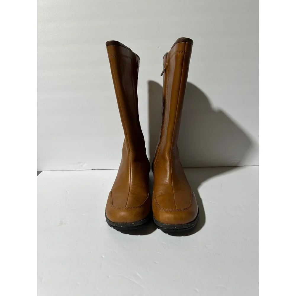 Teva Capistrano Cigar Waterproof Leather Side Zip Boots Womens Size 6.5 Brown